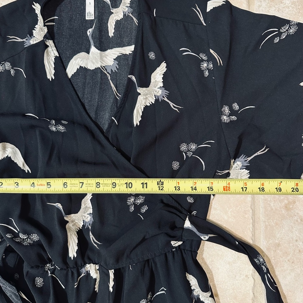 Leith Graceful Swan Kimono Style Romper S Tie Front Coquette Elegant Boho party - Picture 8 of 11